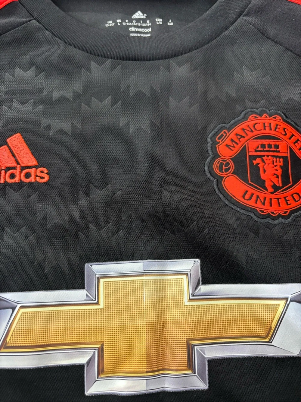 adidas Black and Red Manchester United Long Sleeve Jersey